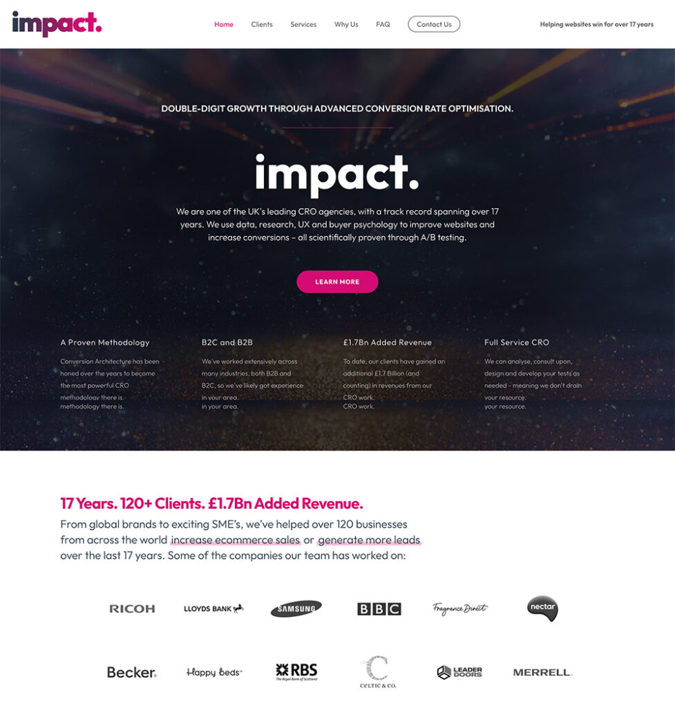 Impact CRO website design