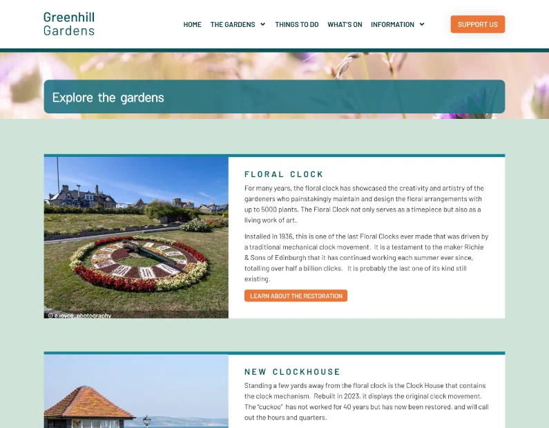 Greenhill Gardens - Explore the Gardens page