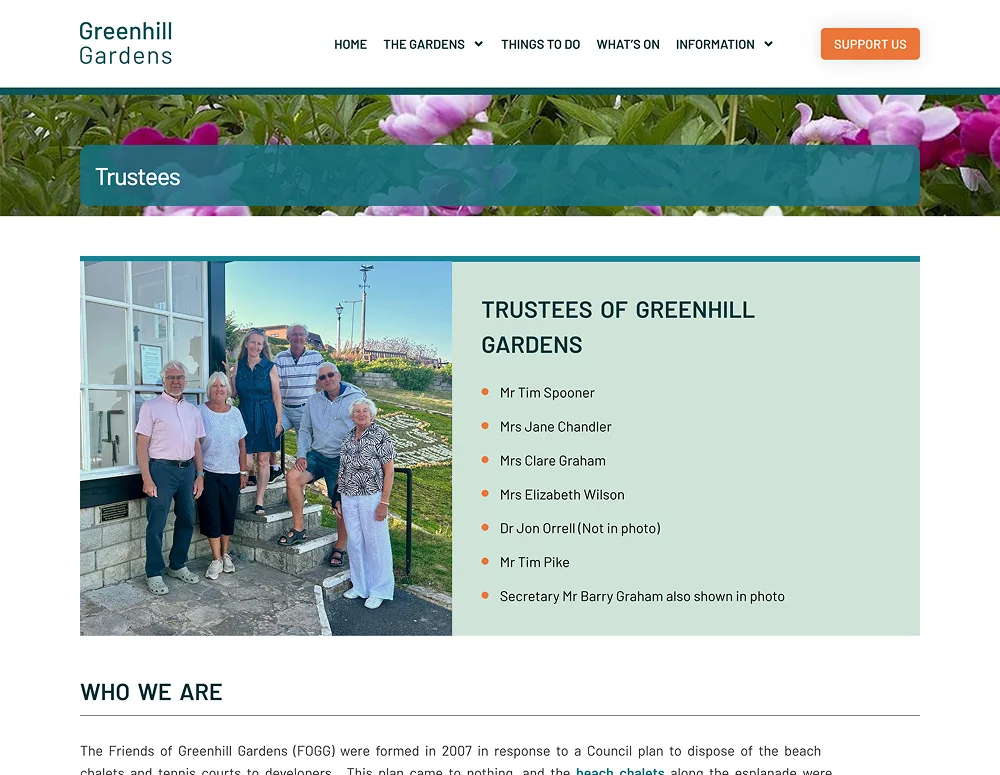 Greenhill Gardens Trustees page