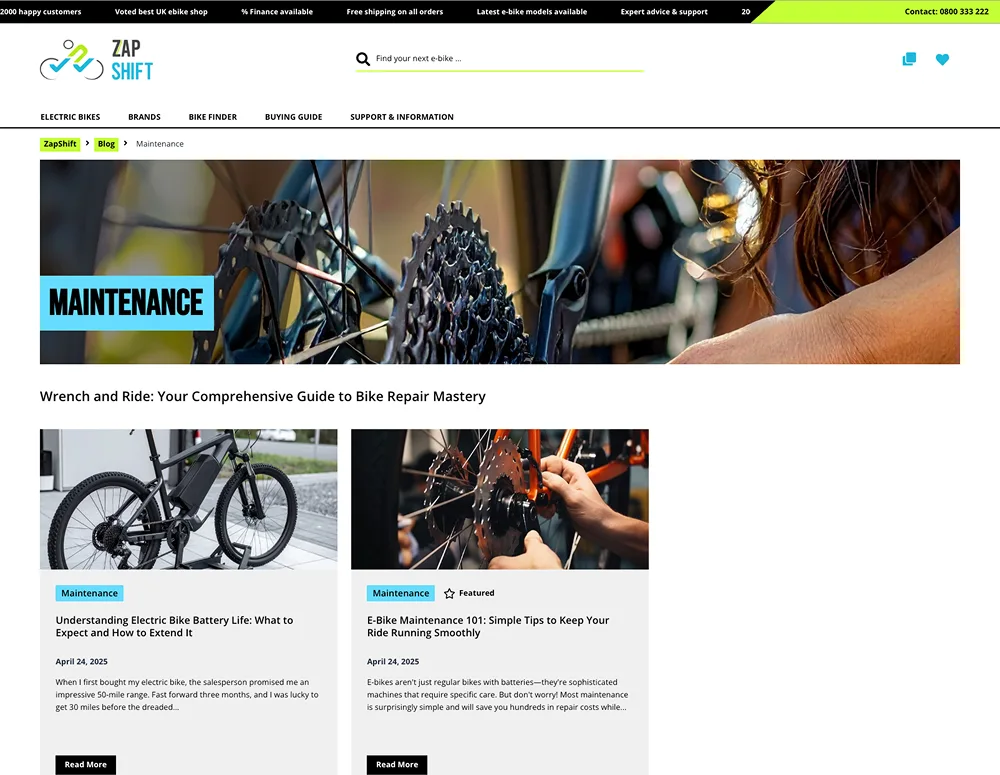 Zapshift Blog Taxonomy page