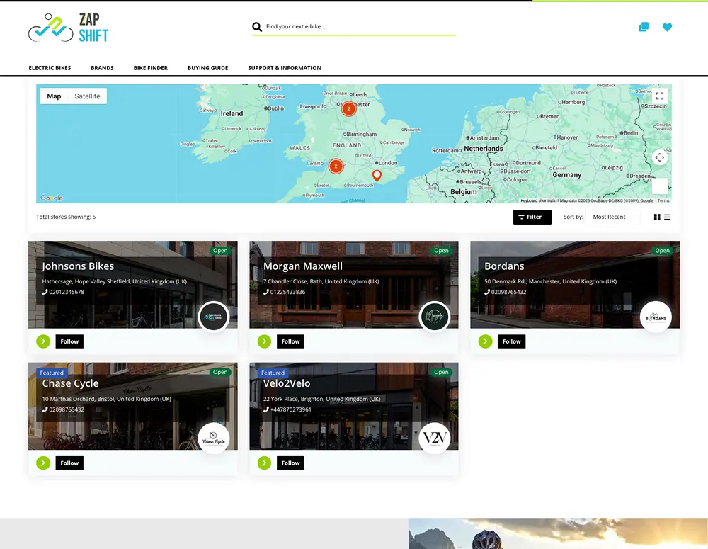 Zapshift Vendor Location page