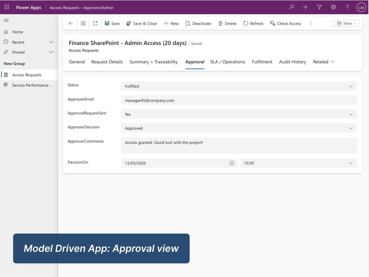 Model Driven App Approval View