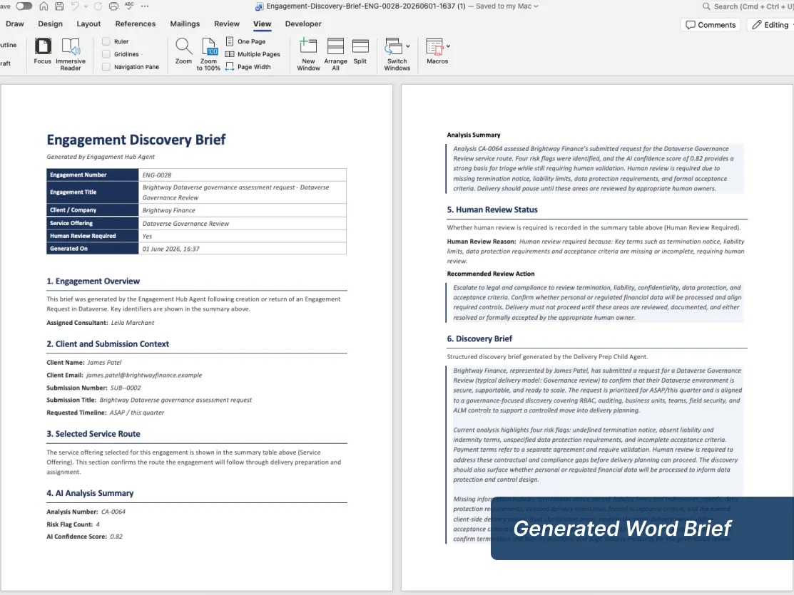 Generated Word discovery brief