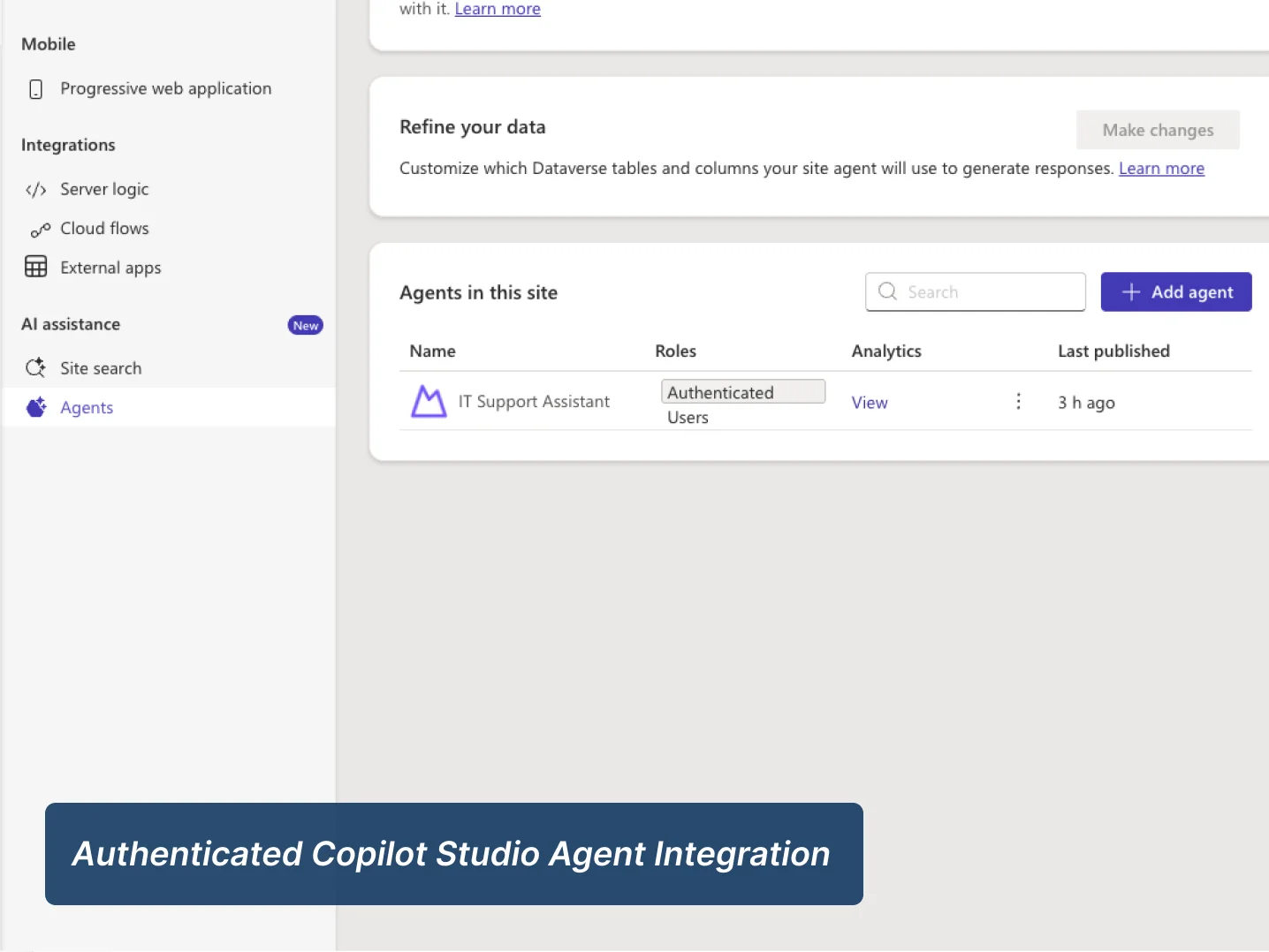 Authenticated Copilot Studio Agent Integration